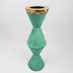 Patina Copper Vase with Copper Accent - Image 3