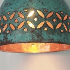 Alternative view of Hand-carved Patina Copper Lampshade