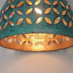 Hand-carved Patina Copper Lampshade - Image 3