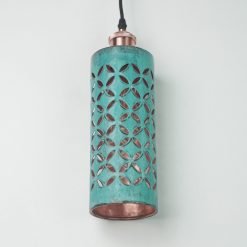 Tube Copper Lampshade with Hand-carved Pattern
