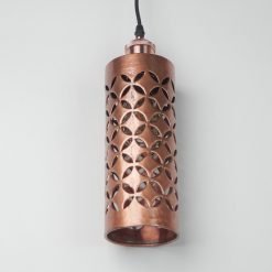 Alternative view of Brown Tube Copper Lampshade with Hand-carved Pattern