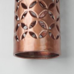 Brown Tube Copper Lampshade with Hand-carved Pattern - Image 3