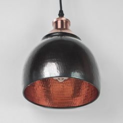 Alternative view of Black Copper Lampshade with Copper Accent