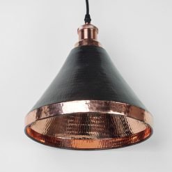 Black Cone Copper Lampshade with Copper Accent