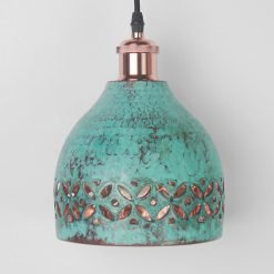 Hand-carved Patina Copper Lampshade - Image 3
