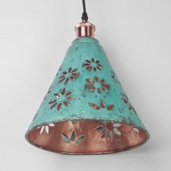 Alternative view of Hand-carved Cone Copper Lampshade