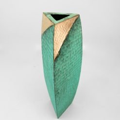 Triangular Patina Copper Vase