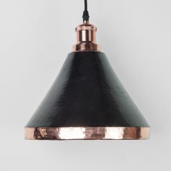 Alternative view of Black Cone Copper Lampshade with Copper Accent