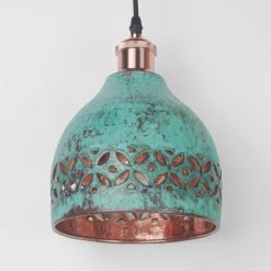 Hand-carved Patina Copper Lampshade