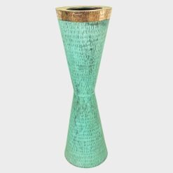Patina Copper Vase with Copper Accent