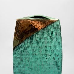 Triangular Patina Copper Vase - Image 3