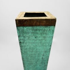Square Patina Copper Vase with Copper Accent - Image 3