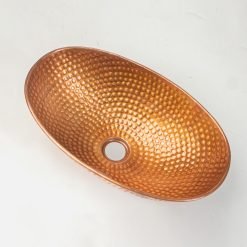 Hammered Oval Copper Vessel Sink - Image 4